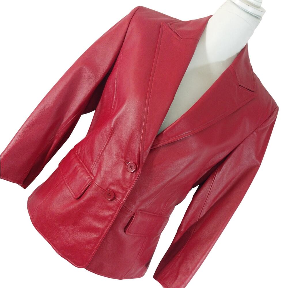 Worthington Vibrant Red Leather Blazer